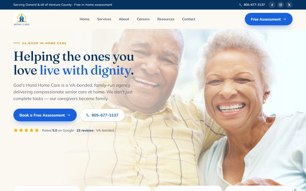 God's Hand Home Care — senior in-home care homepage